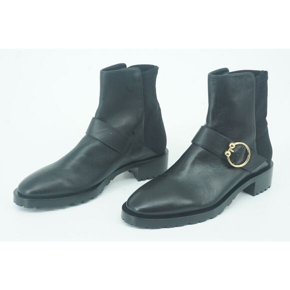 Stuart Weitzman Black LeatherLuxering Bootie Biker Ankle Size 9 Women's $595 - Picture 8 of 12